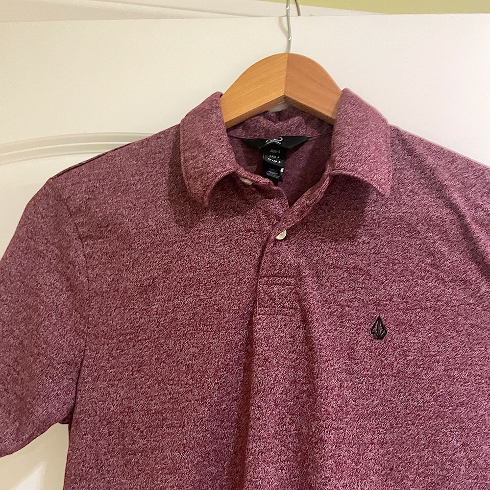 Volcom men’s burgundy heather performance polo, small
